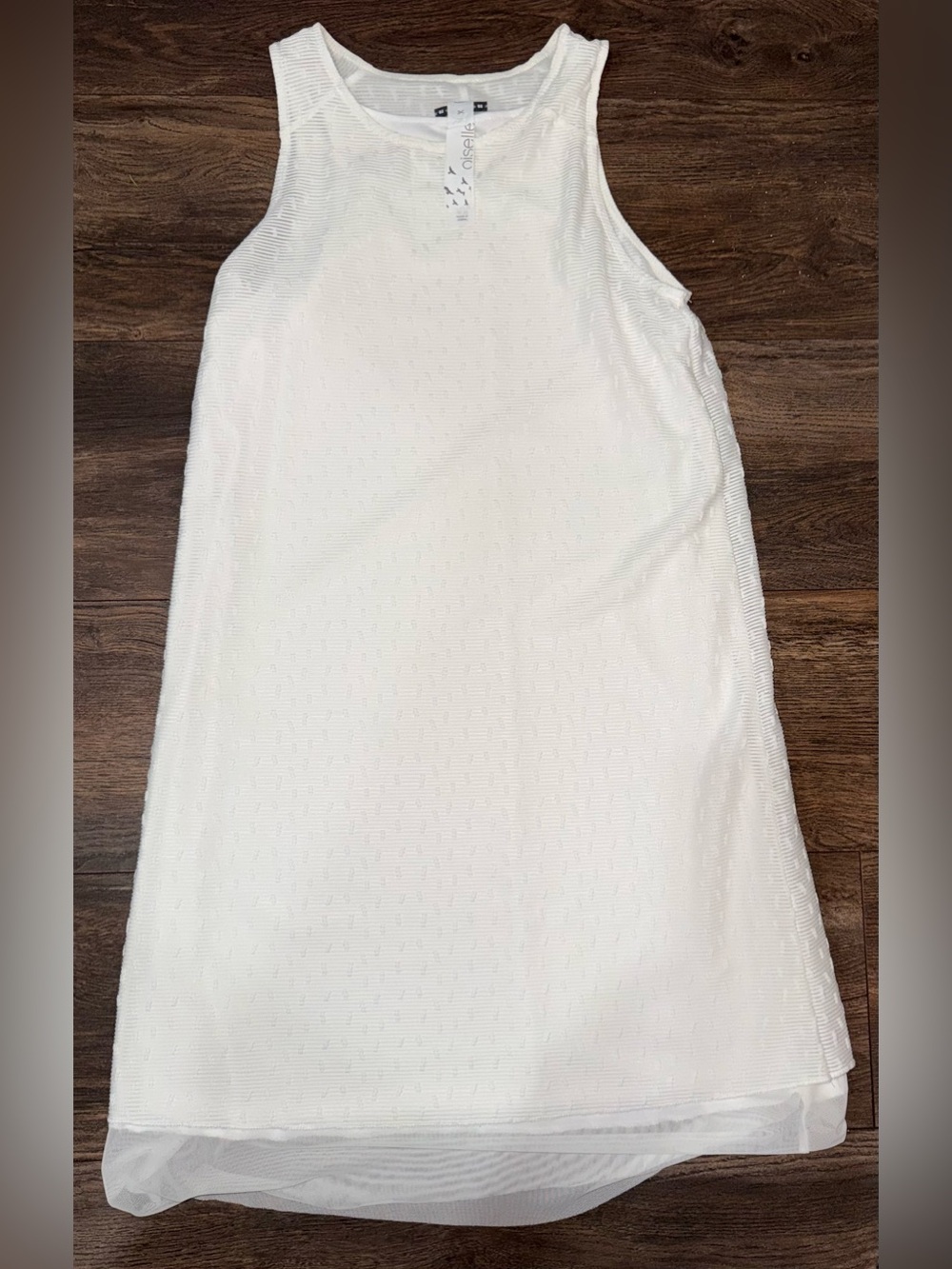 Oiselle White Mio Mesh Athletic Tennis Dress • Layered Sleeveless Running Sz 2